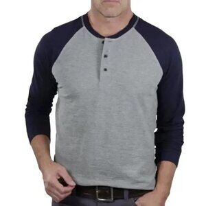 Tailor Vintage Henley Raglan Long Sleeve Men's Knit Grey/Navy Top NWT-Size M